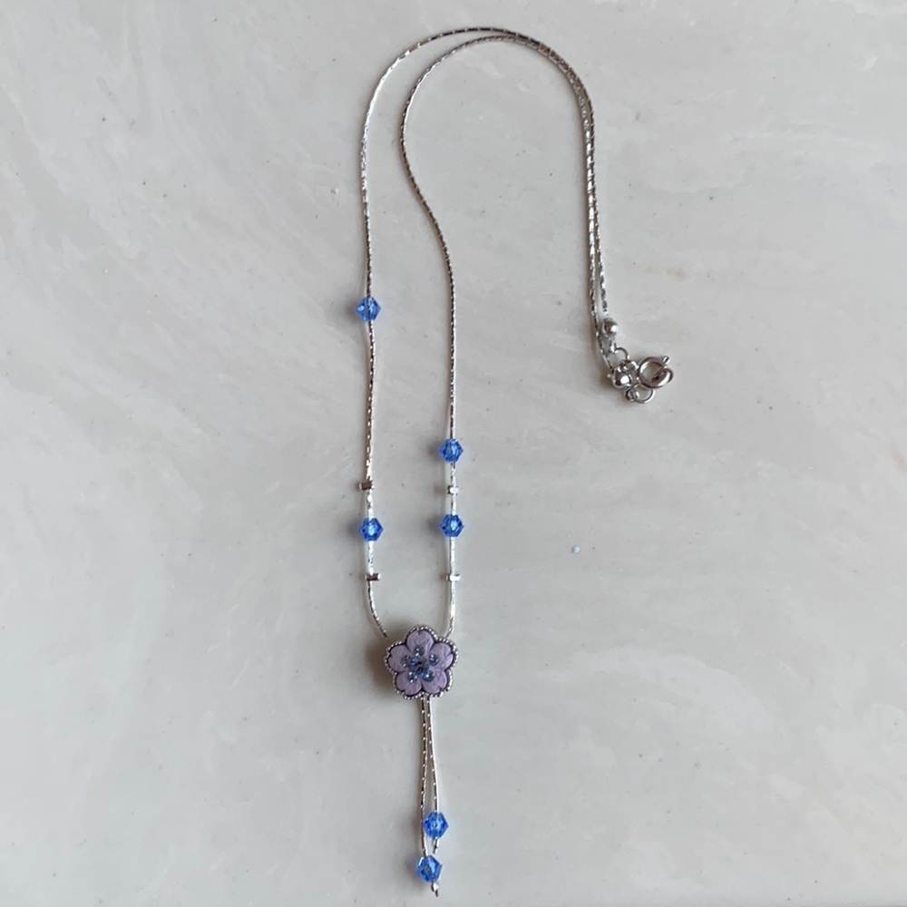 Cute blue and purple flower necklace